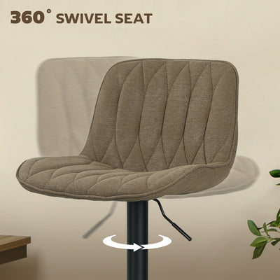 HOMCOM Set of Two Linen-Look Bar Stools - Brown 