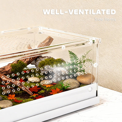 PawHut Acrylic Reptile Terrarium with Top Sliding Door, Vents,  for Snake, Frog, Spider, Gecko, Tarantula, 40 x 30 x 15 cm 