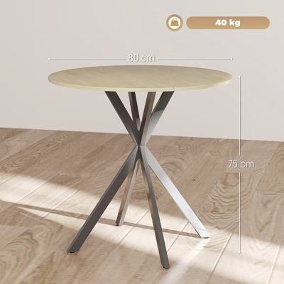 HOMCOM 80cm Industrial Round Dining Table - White Oak 