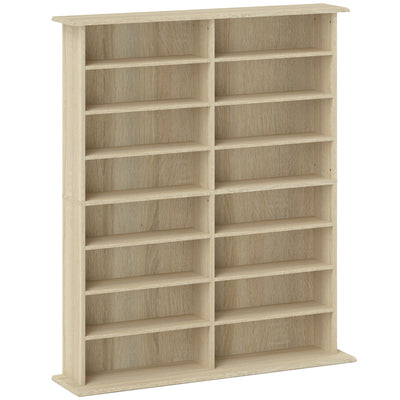 HOMCOM 16-Compartment Media Shelf - Nature Wood Finish 