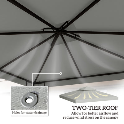 Outsunny 3(m) Gazebo Top Cover Double Tier Canopy Replacement Pavilion Roof Light Grey 