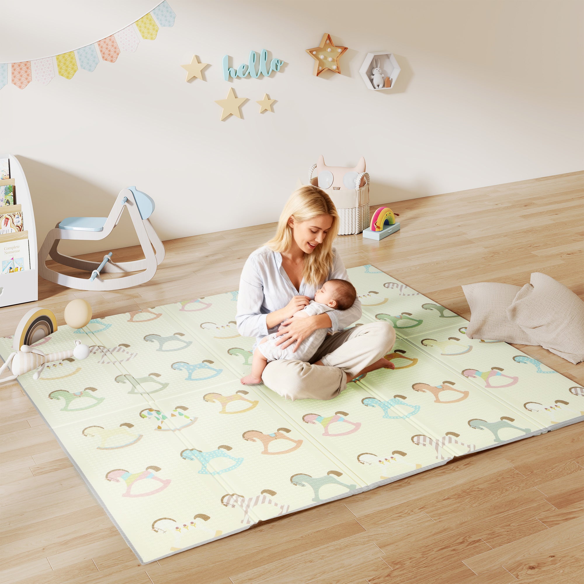 AIYAPLAY Foldable Double-Sided Baby Play Mat, for Toddlers, Bedrooms, Nurseries, Playrooms 