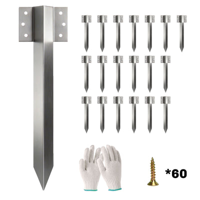 Outsunny 20 Pack Railway Sleeper Brackets, 41 cm Heavy Duty Galvanised Steel Sleeper Stakes with Screws and Gloves 