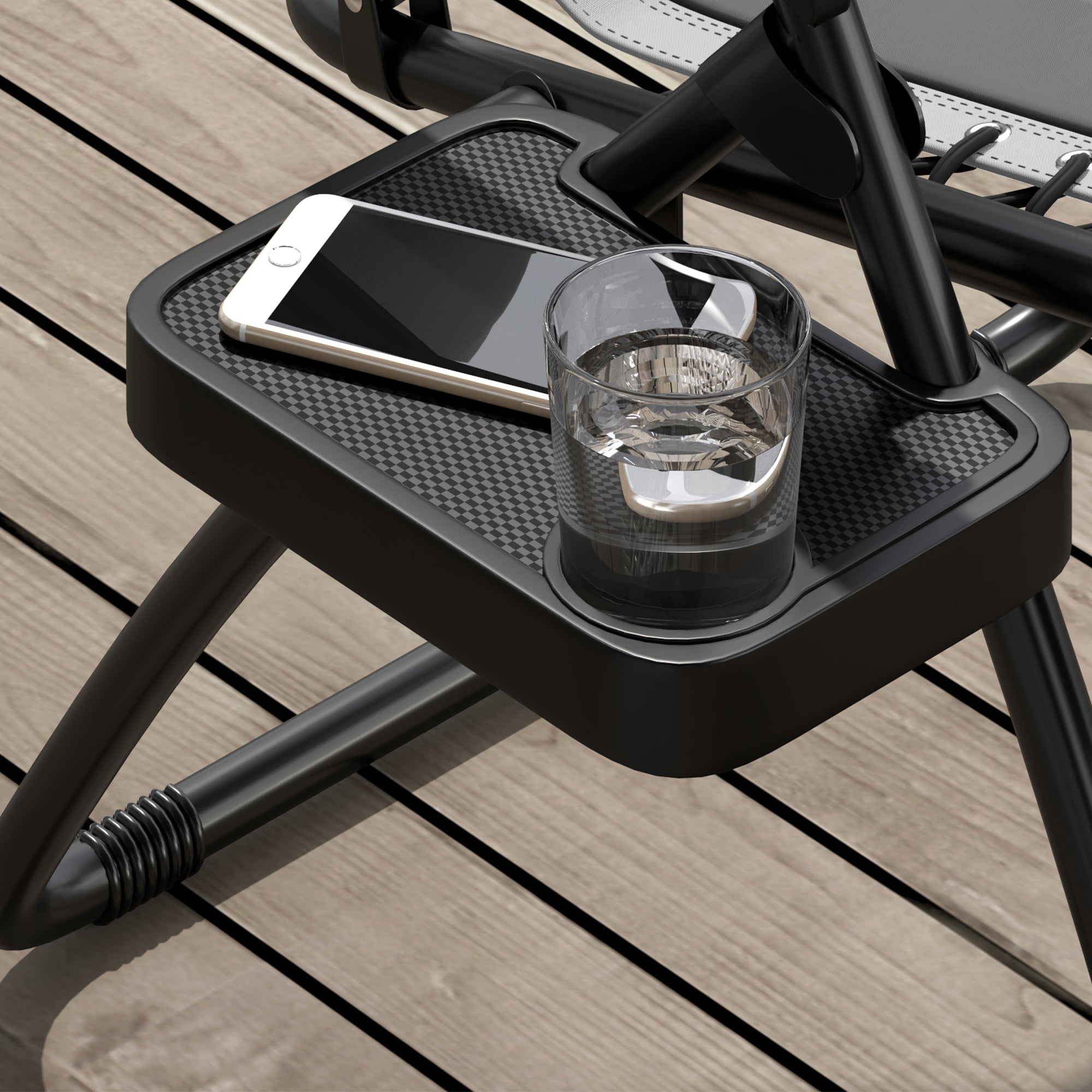 Outsunny Zero Gravity Lounger Chair Set of 2, Folding Reclining Patio Chair with Padded Seat, Cup Holder, Soft Cushion and Headrest for Poolside, Camping, Grey 