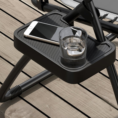 Outsunny Zero Gravity Lounger Chair Set of 2, Folding Reclining Patio Chair with Padded Seat, Cup Holder, Soft Cushion and Headrest for Poolside, Camping, Grey 