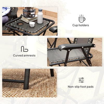 Outsunny Three-Piece Garden Table and Chair Set - Black 
