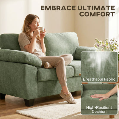 HOMCOM 2 Seater Sofa, 156cm Chenille Loveseat Sofa, Dark Green 