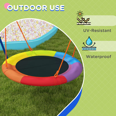 Outsunny Metal Kids Swing Set Nest Swing Seat with A-Frame Structure for Outdoor Use - Multicoloured 
