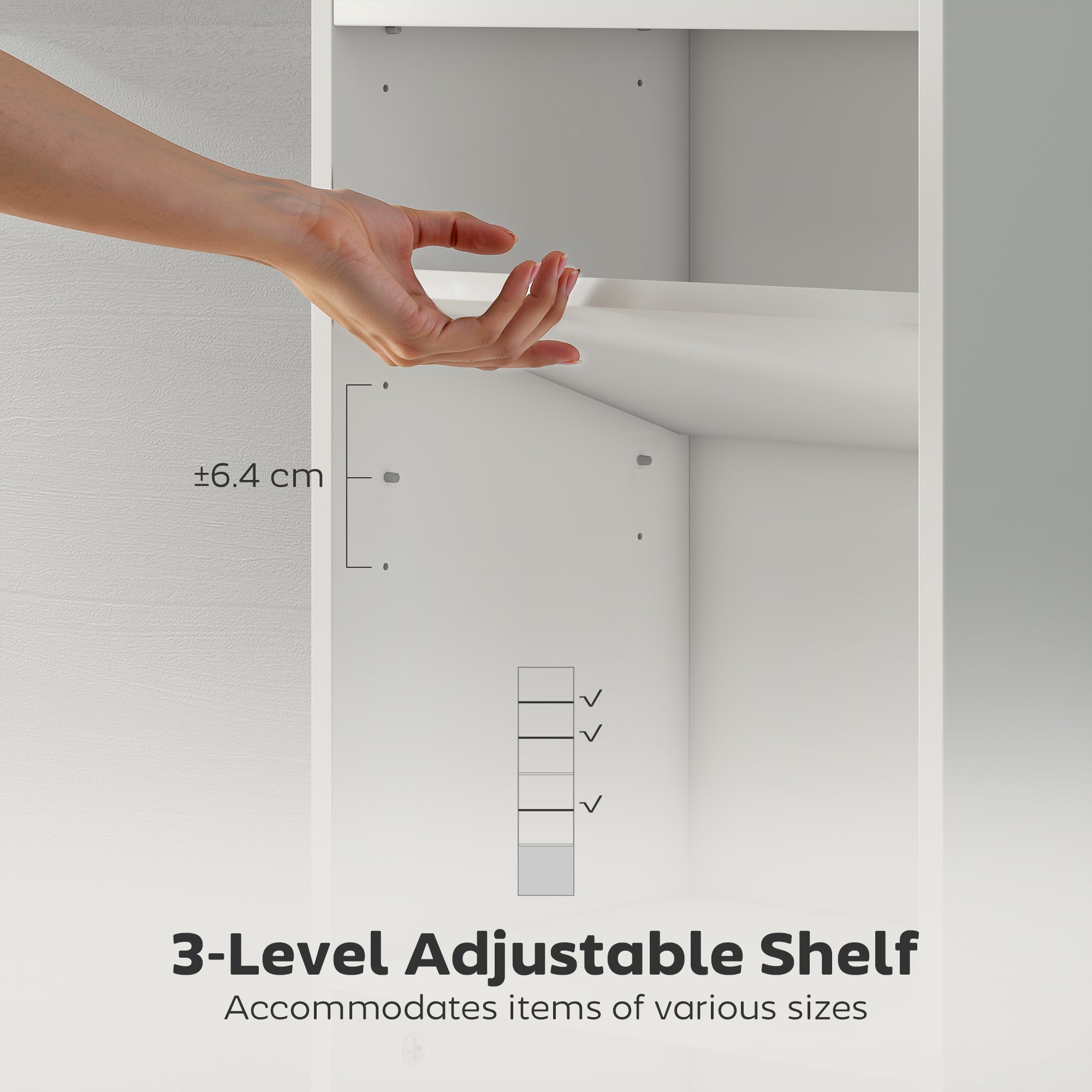 HOMCOM 6-Tier 156 cm Tall Bookcase - White 