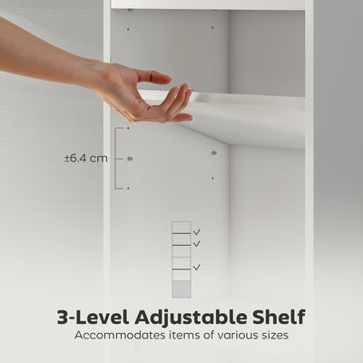 HOMCOM 6-Tier 156 cm Tall Bookcase - White 