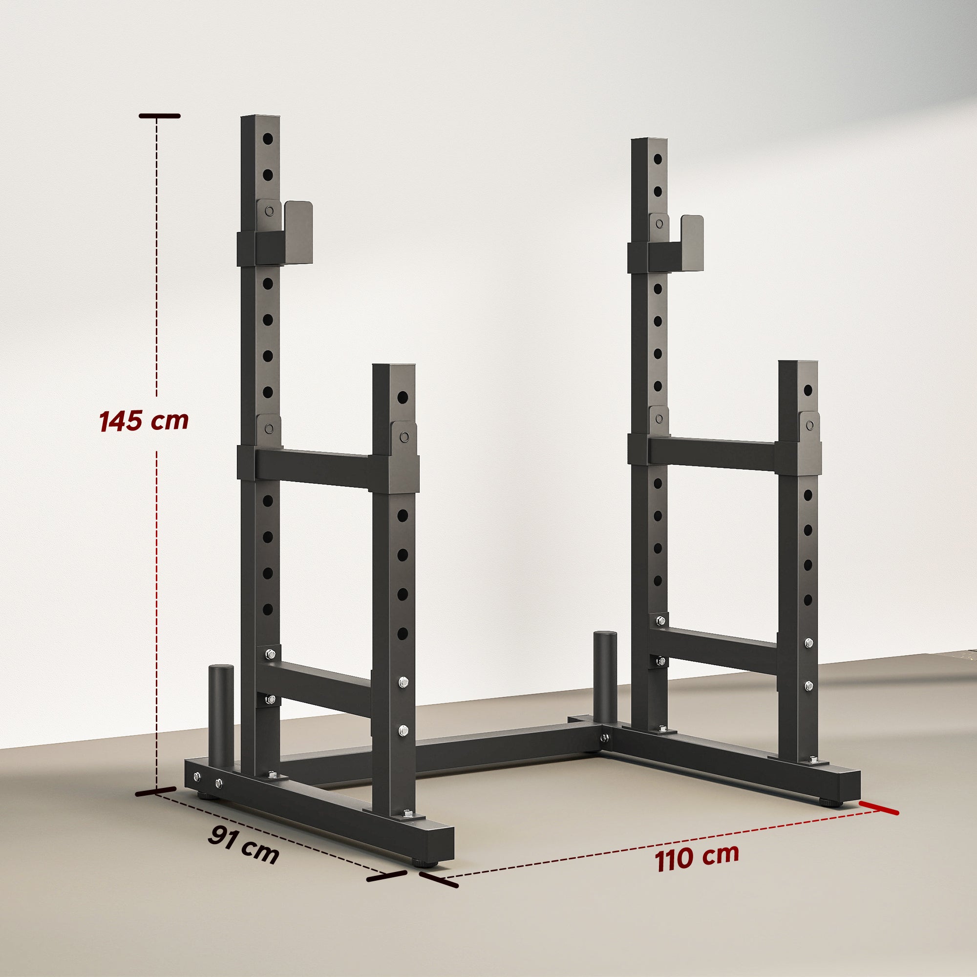 SPORTNOW Adjustable Squat Rack with Plate Holders, 300 kg Load 