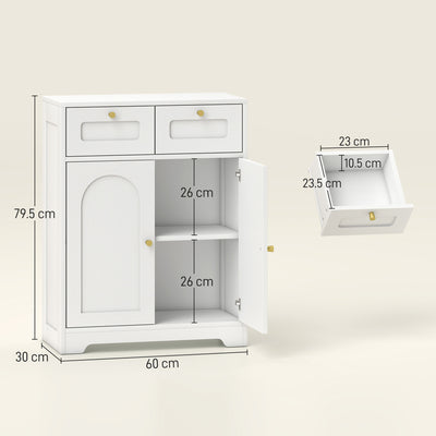 HOMCOM Bathroom Floor Cabinet with 2 Drawers - White 
