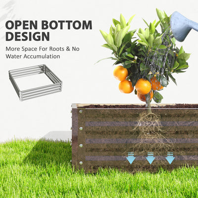 Outsunny Square Raised Garden Bed Box with Weatherized Steel Frame for Vegetables, Flowers, & Herbs, 120 x 120 x 30cm, Silver Tone 