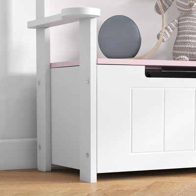 AIYAPLAY 2-in-1 Toy Box for Kids with Lid for Bedroom, Nursery, Playroom, Pink 