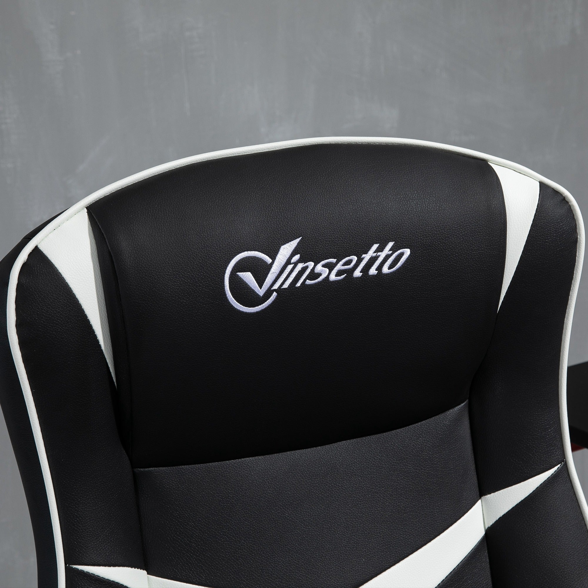 Vinsetto Gaming Chair Ergonomic Computer Chair with Adjustable Height Pedestal Base, Home Office Desk Chair PVC Leather Exclusive Swivel Chair Black 