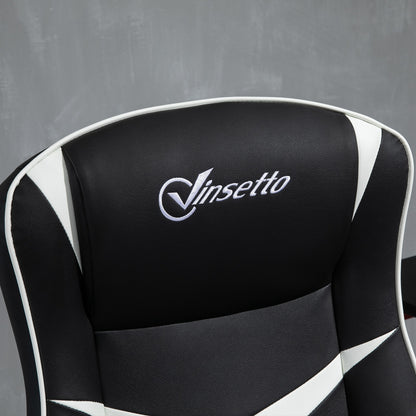 Vinsetto Gaming Chair Ergonomic Computer Chair with Adjustable Height Pedestal Base, Home Office Desk Chair PVC Leather Exclusive Swivel Chair Black 