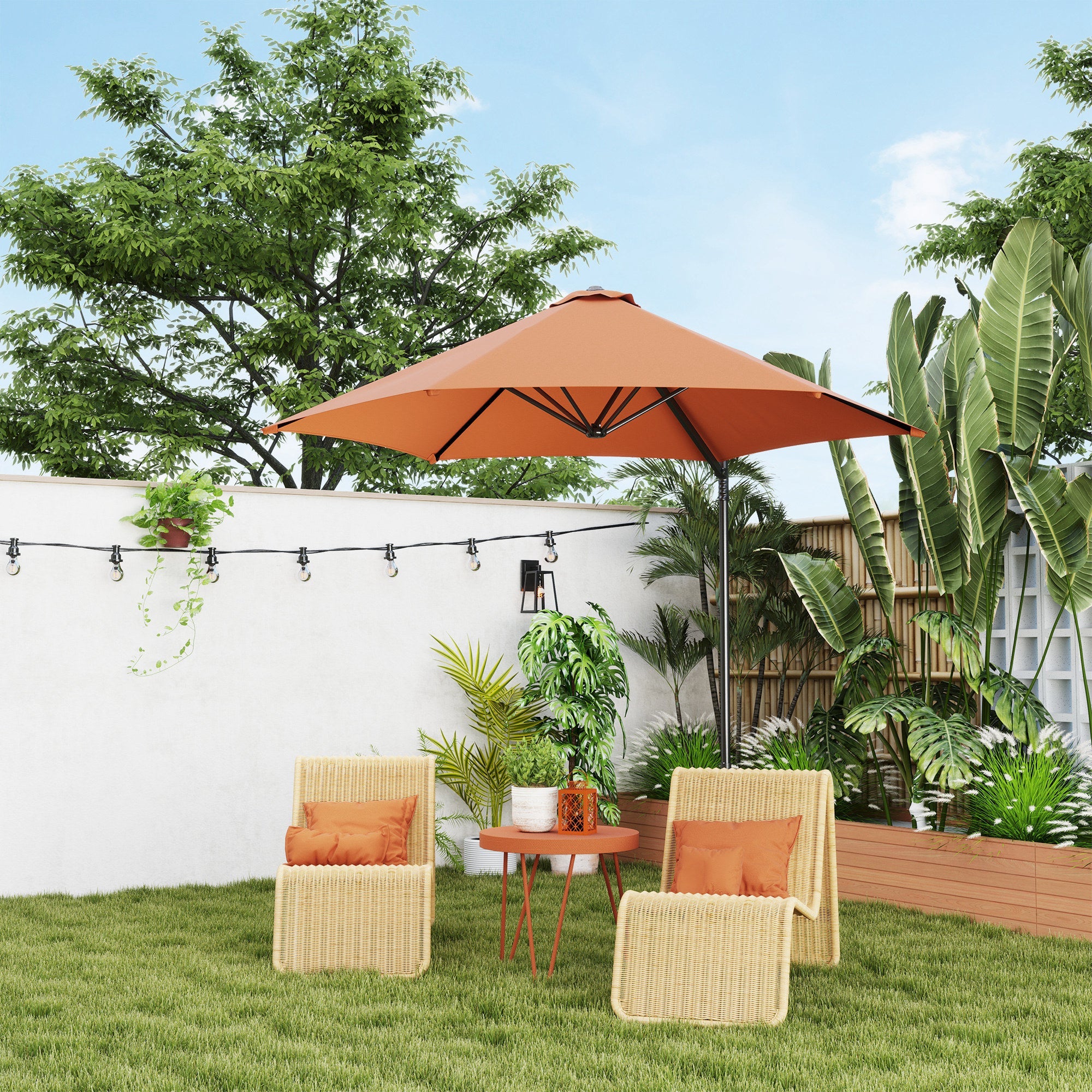 Outsunny 2.5m Rotating Cantilever Parasol - Orange 