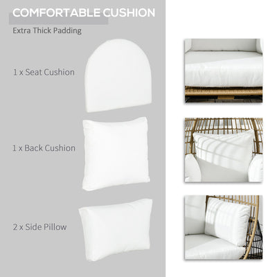 Outsunny Rattan Egg Chair with Cushions and Pillows, Khaki 