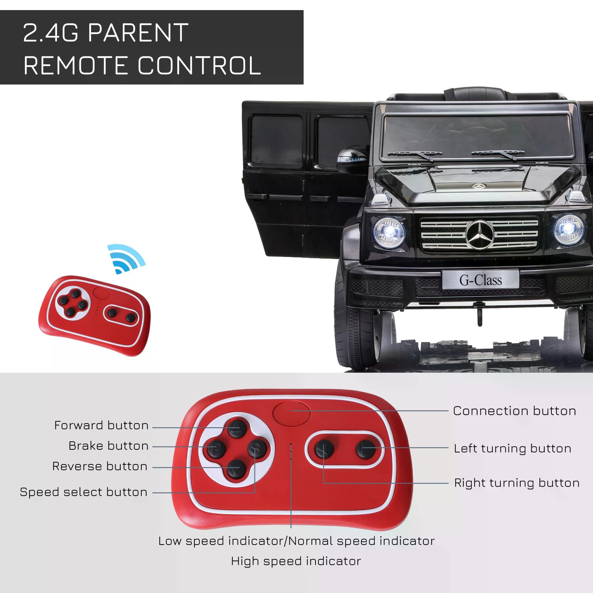 HOMCOM Mercedes Benz G500 12V Kids Electric Ride On Car Toy w/ Remote Control 
