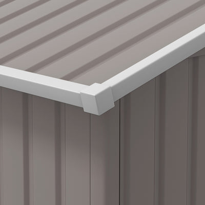 Outsunny 13 x 11ft Garden Metal Storage Shed Outdoor Storage Shed with Foundation Kit Ventilation & Doors, Light Grey 