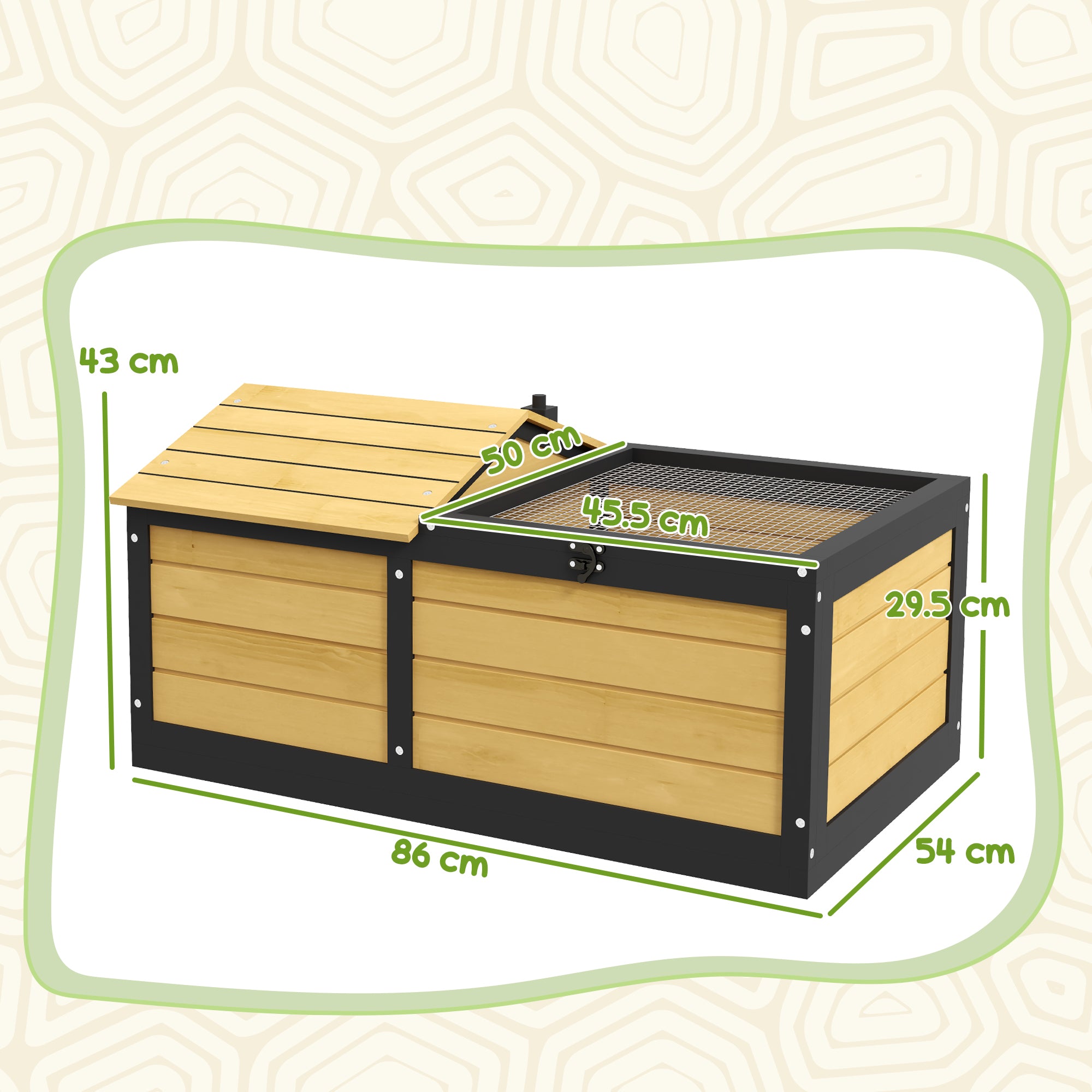 PawHut Wooden Tortoise House, Small Pet Reptile Shelter, with Hide Den and Run - Yellow 