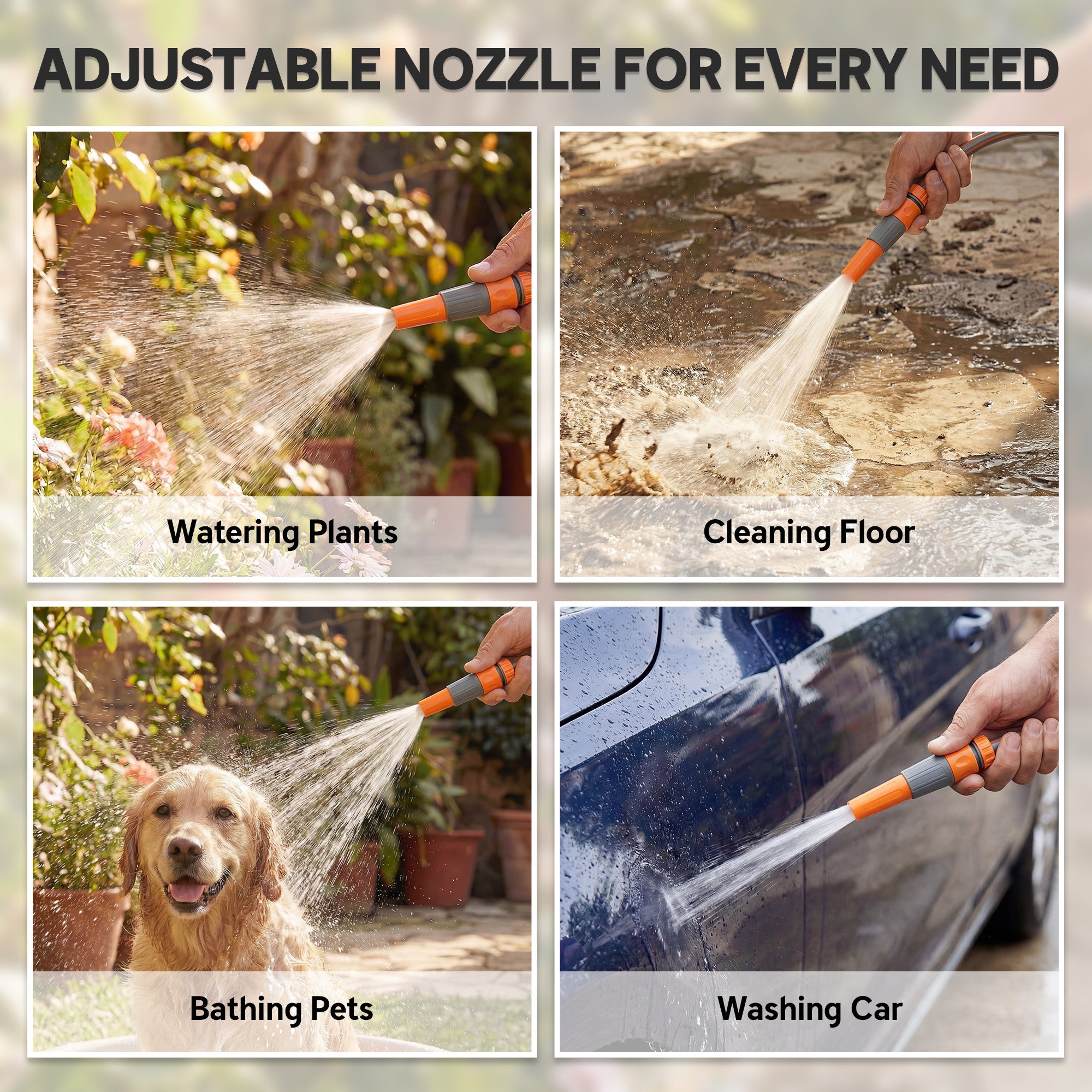 Outsunny Portable Garden Hose Reel, 20+2 m Wall Mounted Hose Reel with 2 Patterns Spray Nozzle and Crank Handle, Orange 