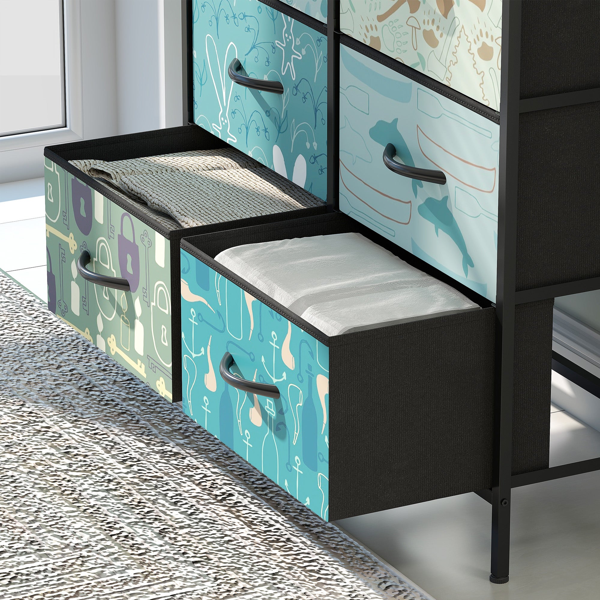 HOMCOM 6-Drawer Chest of Drawers - Blue 