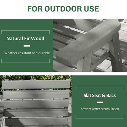 Outsunny Fir Wood Convertible 2 to 3 Seater Outdoor Garden Bench Grey 