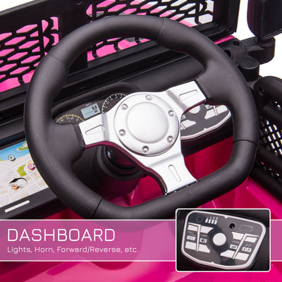 HOMCOM Kids Electric Ride On Car 12V Off Road Toy with Parental Remote Control 2 Motors Horn Lights Suspension Wheels for 3-6 Years Old Pink 