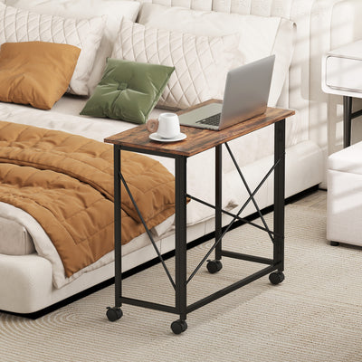 HOMCOM 80 cm Folding Desk on Wheels - Rustic Brown 