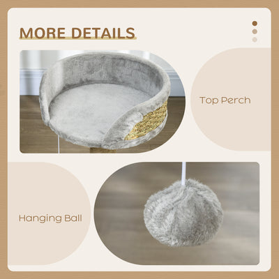 PawHut Cat Tree Tower with Scratching Posts, Grey 