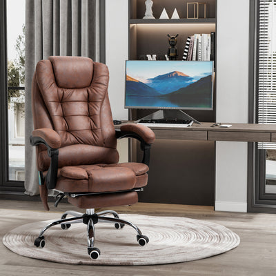 Vinsetto Heated 6 Points Vibration Massage Executive Office Chair Adjustable Swivel Ergonomic High Back Desk Chair Recliner with Footrest Brown 