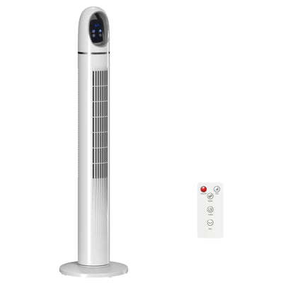 HOMCOM Tower Fan for Bedroom, Standing Floor Fan with Oscillating, 3 Modes, 3 Speeds, 24 Hour Timer, White 