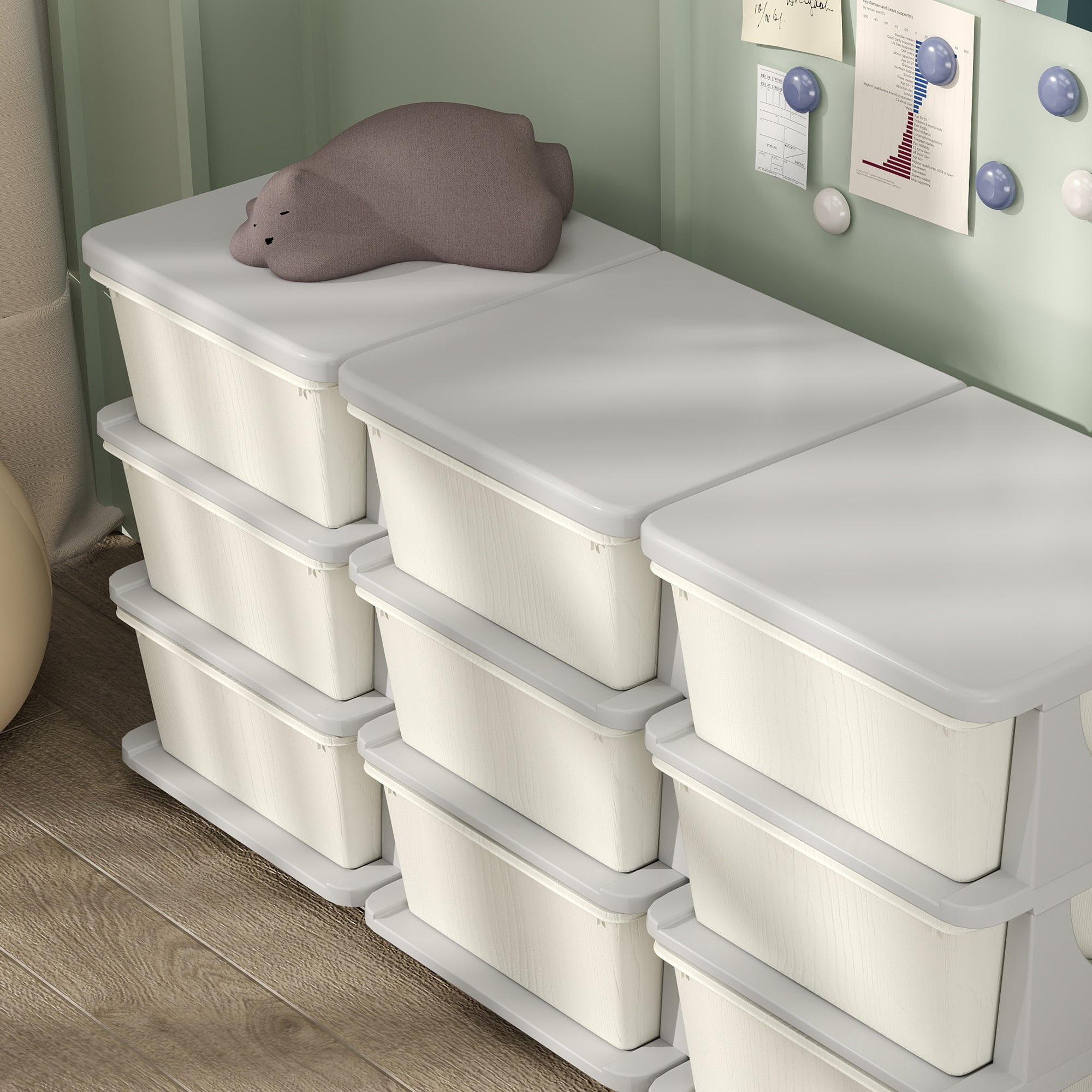 HOMCOM Kids Storage Unit, with Nine Drawers - Cream