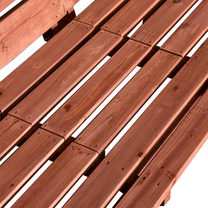 Outsunny Fir Wood Convertible 2 to 3 Seater Outdoor Garden Bench Wood Tone 