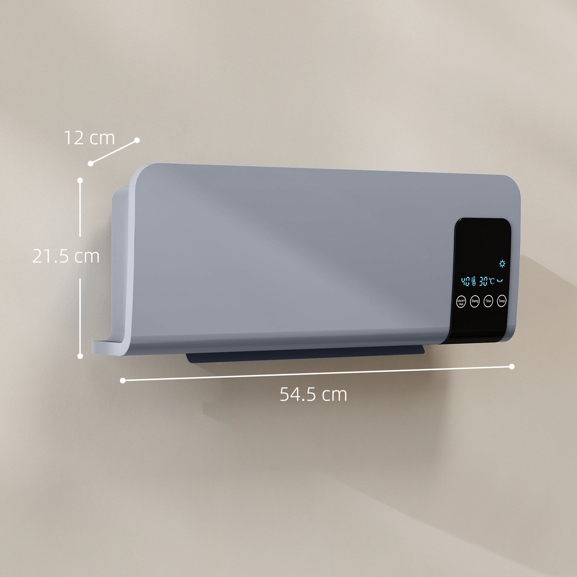 HOMCOM 2000W Wall Mounted Heater, 18-45°C Temperature, Grey