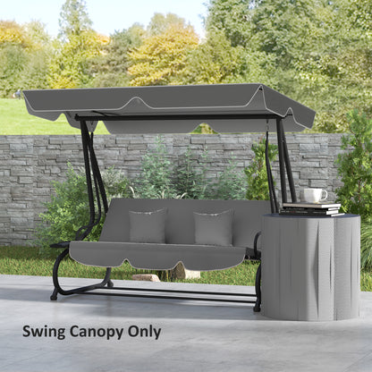Outsunny Garden Swing Canopy Replacement 3 Seater, Waterproof Garden Swing Seat Canopy Cover, Windproof Anti-UV Sun Shade (Canopy Only) for Patio, Balcony, Dark Grey 