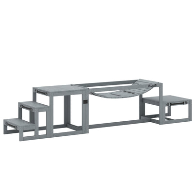 PawHut 3 Pieces Wooden Dog Agility Training Equipment with Soft Bridge, Pause Platform and Pet Stair for Outdoor, Grey 