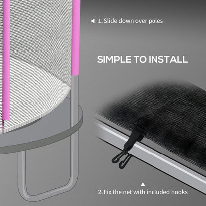 SPORTNOW 8ft Trampoline Net Replacement with 6 Plastic Pole Covers, Weather-Resistant Trampoline Netting Replacement with Zipped Entrance, Poles Not Included, Pink 