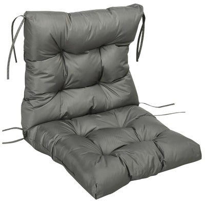 Outsunny Garden Back Chair Cushion, Comfortable Patio Seat Cushion Pad with Backrest for Outdoor & Indoor Use, Light Grey 