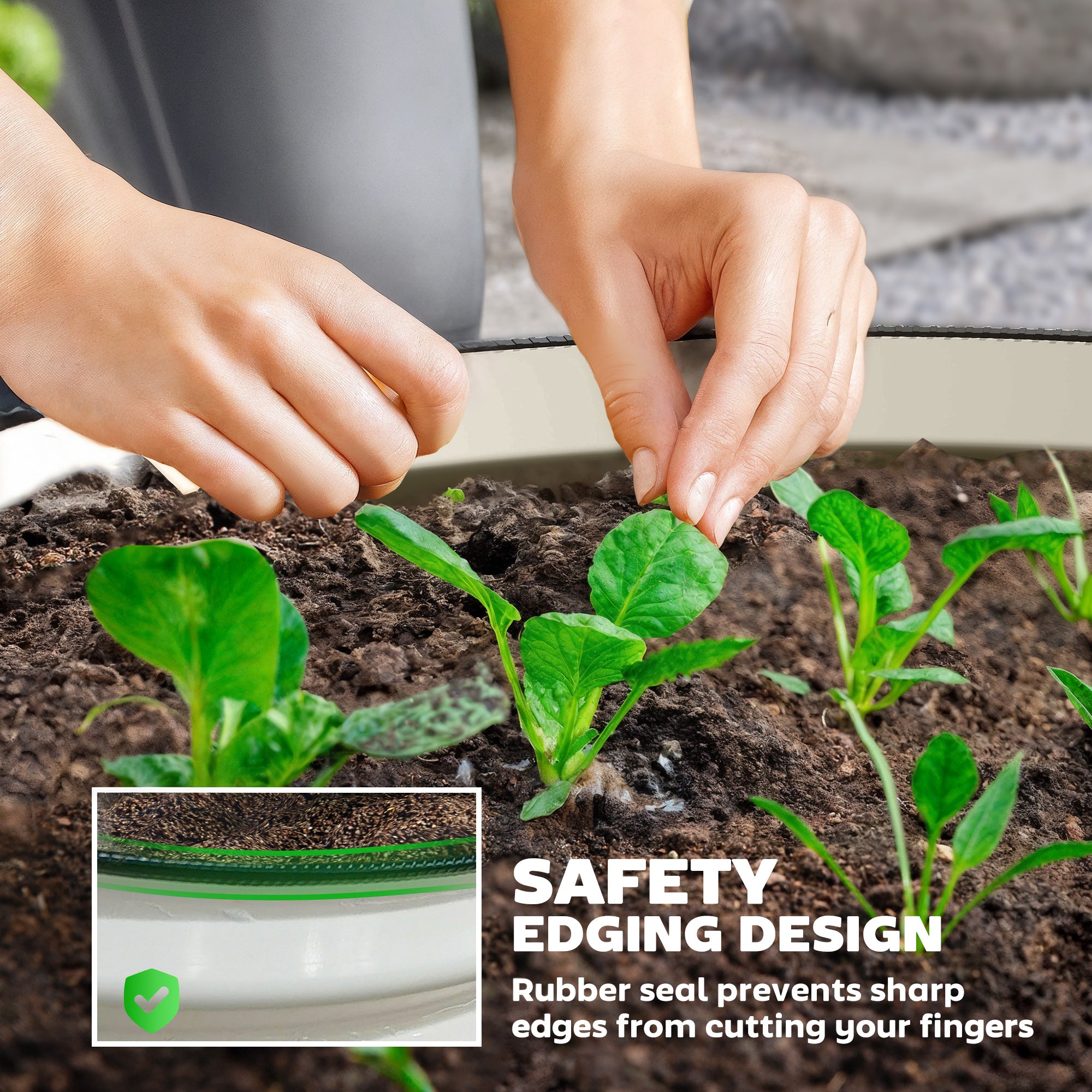 Outsunny Set of 2 Raised Garden Bed, Metal Planter Box with Safety Edging, Easy-to-assemble Stock Tank, Cream White 