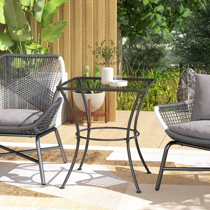 Outsunny 60cm Square Garden Table, Outdoor Metal Bistro Side Desk with Mesh Top, Black 