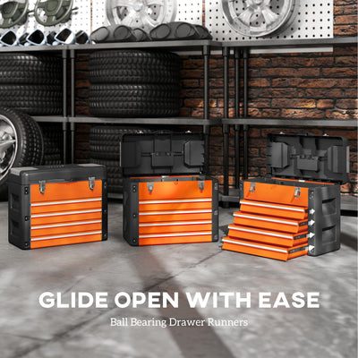 HOMCOM 4 Drawers Large Toolbox - Orange 