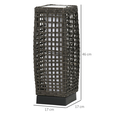 Outsunny Outdoor Rattan Solar Lantern, Brushed PE Wicker Patio Garden Lantern wtih Auto On/Off Solar Powered LED Lights for Indoor & Outdoor Use, Porch, Yard, Lawn, Courtyard, Grey 