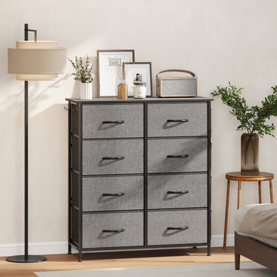 HOMCOM Chest of Eight Fabric Drawers - Charcoal Grey 