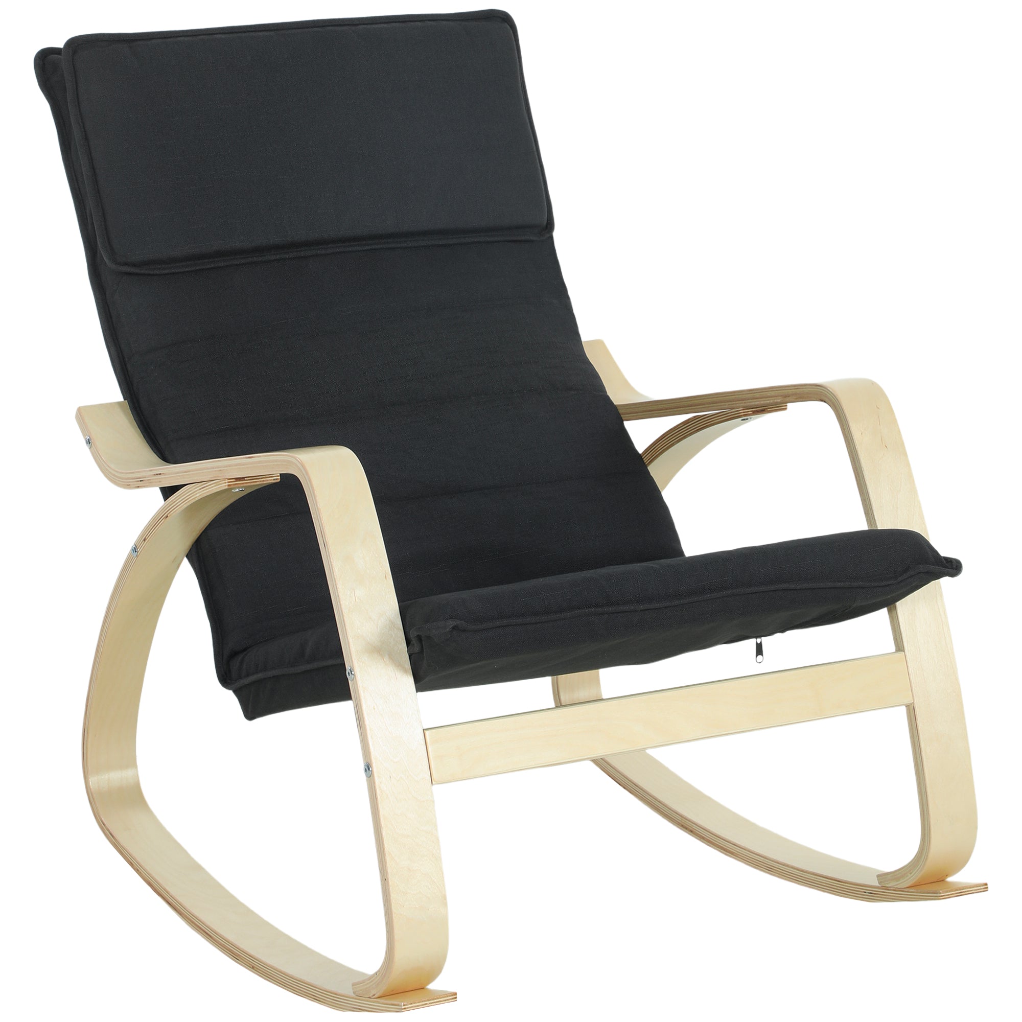 HOMCOM Lounge Chair, Comfortable Relax Rocking Chair with Headrest, 67W x 92D x 89H cm, Black 