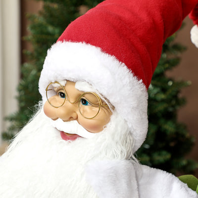 HOMCOM Life Size Santa Claus Christmas Decoration, Voice-Activated with Twinkling LED Lights, Red 
