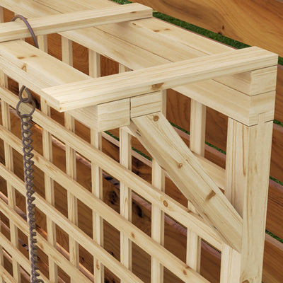 Outsunny Raised Bed with Drainage Holes, Wood Planter with Trellis for Climbing Plants to Grow Vegetables, Flowers, Natural 