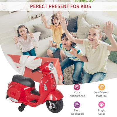 HOMCOM Vespa Licensed 6V Kids Electric Motorbike Ride On Motorcycle  Battery Powered for 18-36 Months with Horn Headlight Red 