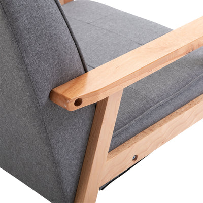 HOMCOM Minimalistic Wooden Frame Accent Chair, with Padded Seat - Dark Grey 